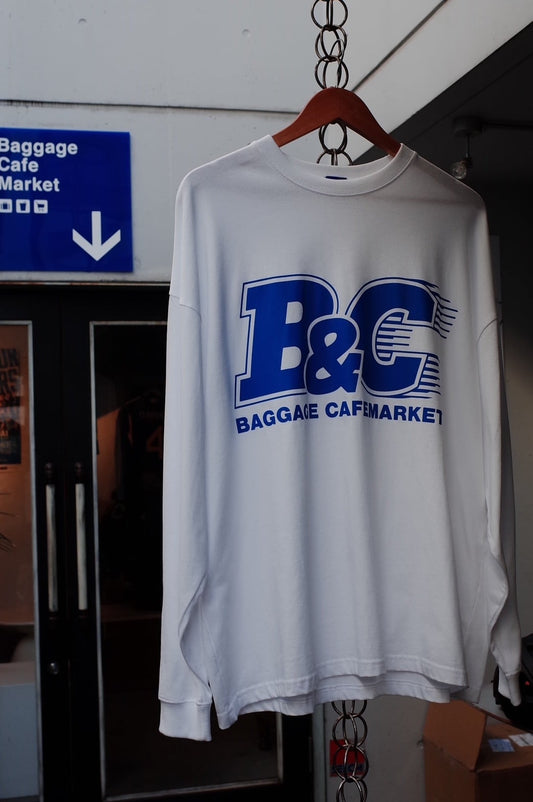 B&C OVERSIZE LONG SLEEVE TEE WHITE/BLUE