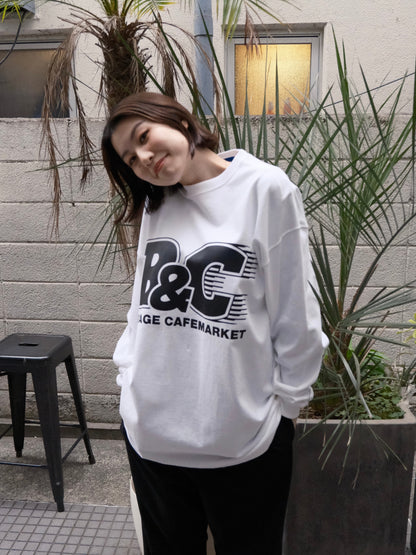 B&C OVERSIZE LONG SLEEVE TEE WHITE/BLACK