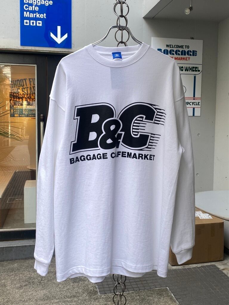 B&C OVERSIZE LONG SLEEVE TEE WHITE/BLACK