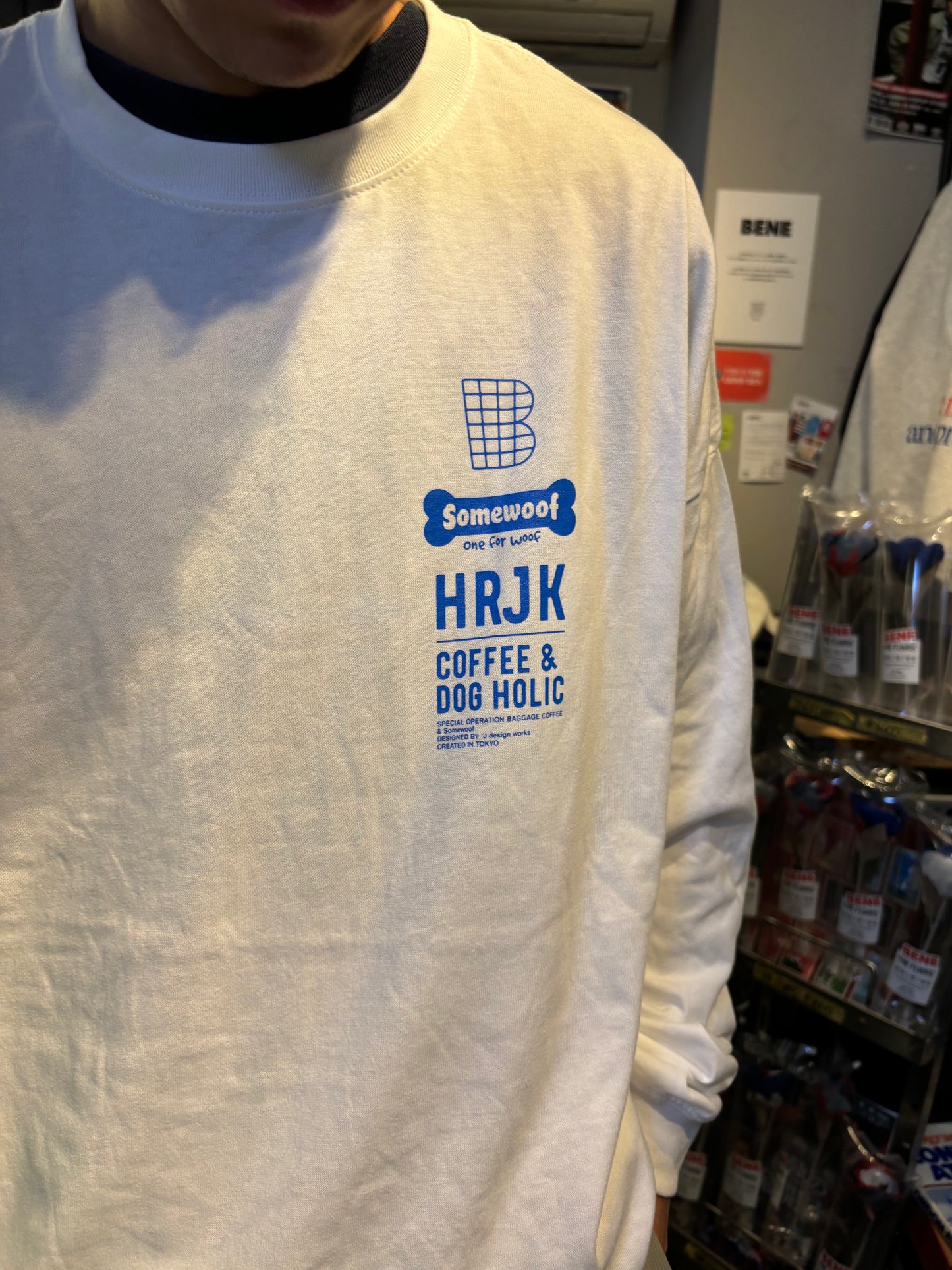 BAGGAGE×Somewoof LONG SLEEVE TEE WHITE