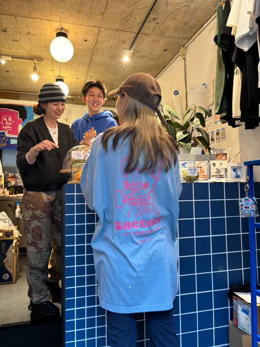 BAGGAGE×Somewoof LONG SLEEVE TEE ACID BLUE