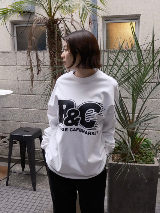 B&C OVERSIZE LONG SLEEVE TEE WHITE/BLACK