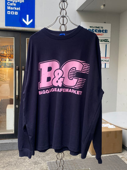 B&C OVERSIZE LONG SLEEVE TEE NAVY/PINK