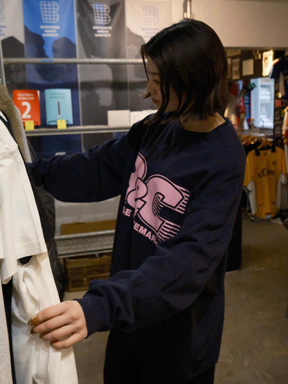 B&C OVERSIZE LONG SLEEVE TEE NAVY/PINK